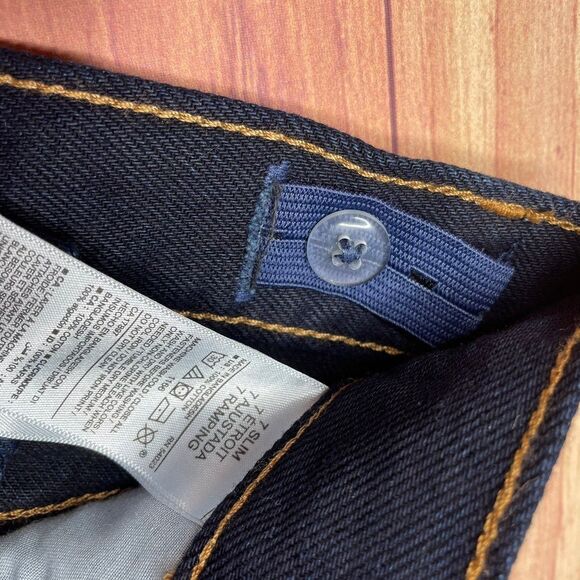 Old Navy Shorts Dark Blue Wash Fray Hem Snap Button Zip Fly Size 7 Slim - Picture 6 of 6